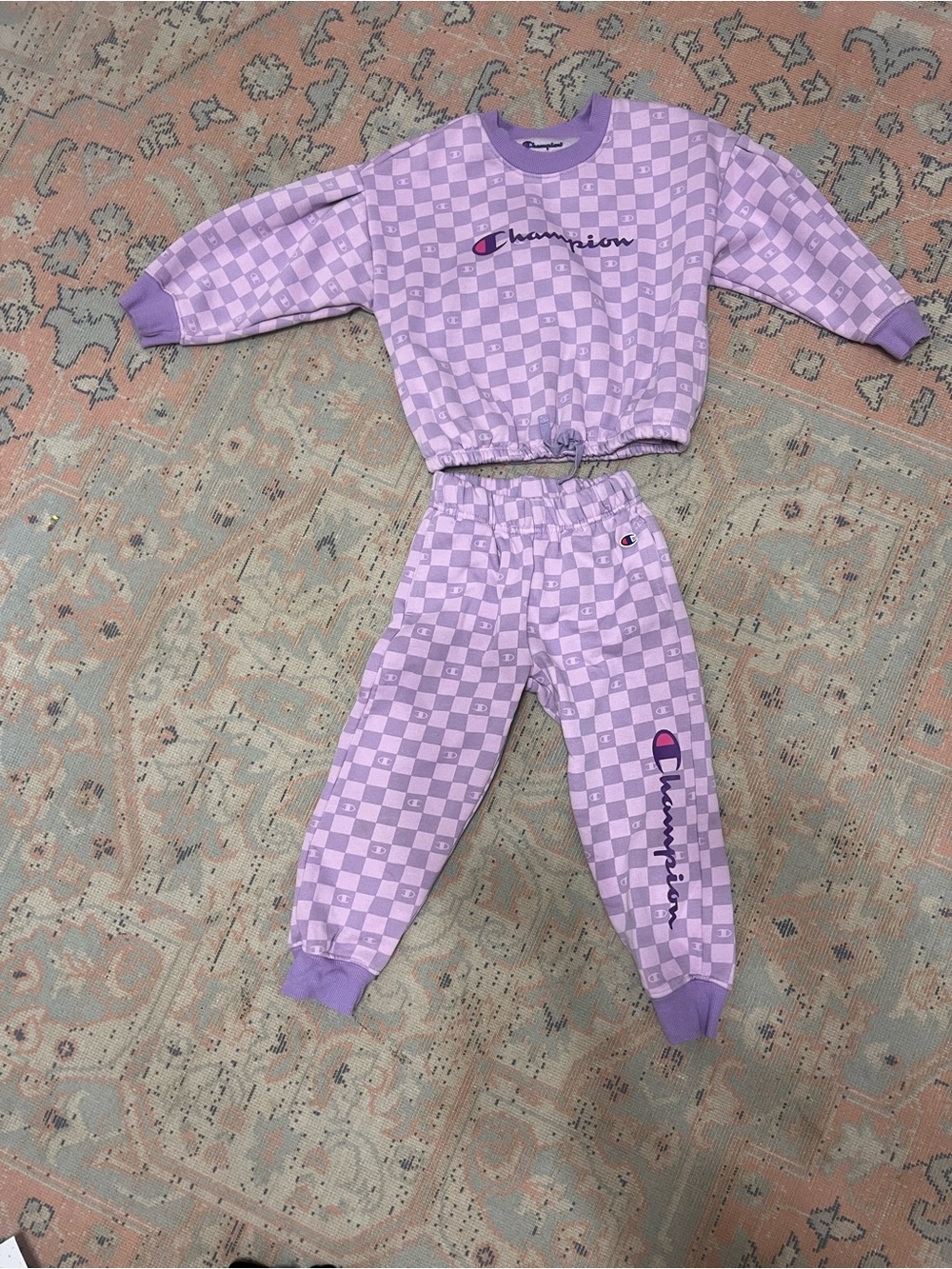 Champion Kids Lilac Checkered Pajama Set